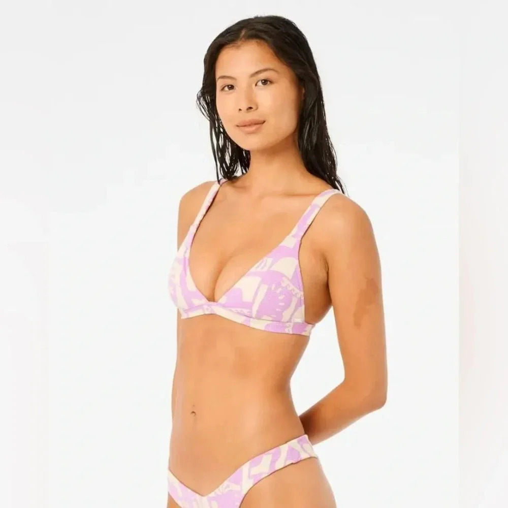 Rip Curl New Wave Fixed Tri Bikini Top & Hi Leg Skimpy Bottoms, violet